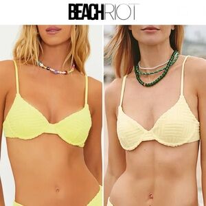 Beach Riot Citrine Crush Camilla Terry Underwire Balconette Bikini Top Lemon M